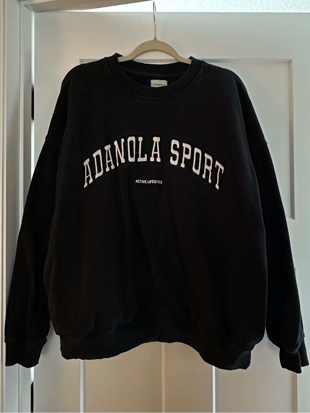 Adanola Black Crewneck Sweatshirt with White Lettering